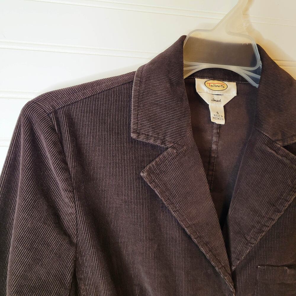 Talbots Blazer Size 6 Brown Corduroy Elbow Patches Academia Preppy - Picture 3 of 11